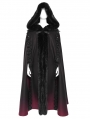 Black and Red Gothic Hooded Embroidered Fur Long Cloak for Women