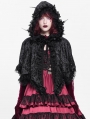 Black Gothic Floral Hooded Irregular Short Cloak for Women