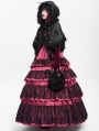 Black Gothic Floral Hooded Irregular Short Cloak for Women