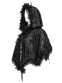 Black Gothic Floral Hooded Irregular Short Cloak for Women