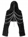 Black Gothic Punk Chain Faux Fur Short Hooded Cloak for Women