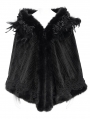Black Gothic Rose Feather Loose Faux Fur ../upload/20250715/CApe for Women