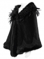 Black Gothic Rose Feather Loose Faux Fur ../upload/20250715/CApe for Women