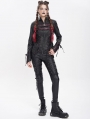 Black Gothic Punk Irregular Lace-Up Short Jacket for Women