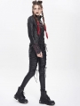 Black Gothic Punk Irregular Lace-Up Short Jacket for Women