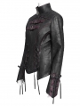 Black Gothic Punk Irregular Lace-Up Short Jacket for Women