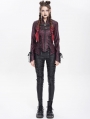 Red Gothic Punk Irregular Lace-Up Short Jacket for Women
