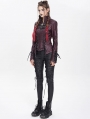 Red Gothic Punk Irregular Lace-Up Short Jacket for Women