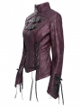 Red Gothic Punk Irregular Lace-Up Short Jacket for Women