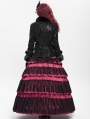 Black Gothic Retro Faux Fur Trim Leather Short Jacket for Women