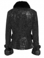Black Gothic Retro Faux Fur Trim Leather Short Jacket for Women