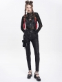 Black Gothic Punk Side Thigh Pocket Pants for Women