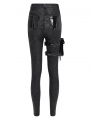 Black Gothic Punk Side Thigh Pocket Pants for Women