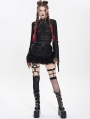 Black Gothic Faux Fur Spliced Leather Hot Pants for Women