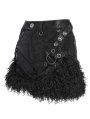 Black Gothic Faux Fur Spliced Leather Hot Pants for Women