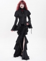 Black Vintage Gothic Frilly Lace-Up Long Sleeve Shirt for Women