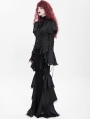 Black Vintage Gothic Frilly Lace-Up Long Sleeve Shirt for Women