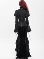 Black Vintage Gothic Frilly Lace-Up Long Sleeve Shirt for Women