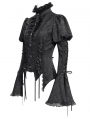 Black Vintage Gothic Frilly Lace-Up Long Sleeve Shirt for Women