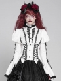 White Vintage Gothic Frilly Lace-Up Long Sleeve Shirt for Women