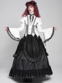 White Vintage Gothic Frilly Lace-Up Long Sleeve Shirt for Women