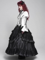 White Vintage Gothic Frilly Lace-Up Long Sleeve Shirt for Women
