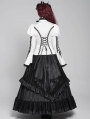 White Vintage Gothic Frilly Lace-Up Long Sleeve Shirt for Women