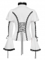 White Vintage Gothic Frilly Lace-Up Long Sleeve Shirt for Women