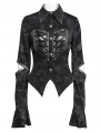 Black Gothic Punk Cut Out Long Sleeve Shirt for Women