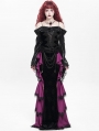 Black and Purple Gothic Velvet Layered Ruffle Trim Fi../upload/20250715/SHTail Maxi Skirt