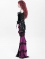 Black and Purple Gothic Velvet Layered Ruffle Trim Fi../upload/20250715/SHTail Maxi Skirt