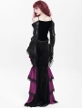 Black and Purple Gothic Velvet Layered Ruffle Trim Fi../upload/20250715/SHTail Maxi Skirt