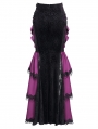 Black and Purple Gothic Velvet Layered Ruffle Trim Fi../upload/20250715/SHTail Maxi Skirt