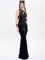 Black Gothic Punk Cross Chain Halter Velvet Maxi Fi../upload/20250715/SHTail Dress