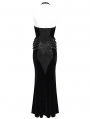 Black Gothic Punk Cross Chain Halter Velvet Maxi Fi../upload/20250715/SHTail Dress