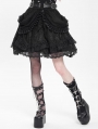 Black Gothic Ruffle Lace Tiered Short Skirt