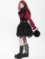 Black Gothic Ruffle Lace Tiered Short Skirt