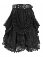 Black Gothic Ruffle Lace Tiered Short Skirt