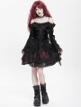 Black and Red Gothic Ruffle Tiered Short Skirt