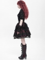 Black and Red Gothic Ruffle Tiered Short Skirt