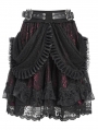 Black and Red Gothic Ruffle Tiered Short Skirt