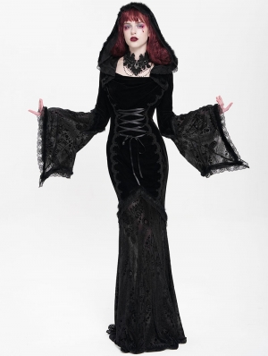 Black Gothic Vampire Embroidered Velvet Hooded Fi../upload/20250715/SHTail Maxi Dress