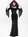 Black and Red Gothic Vampire Embroidered Velvet Hooded Fi../upload/20250715/SHTail Maxi Dress