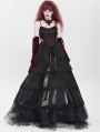Black and Red Gothic Embroidery Lace Layered Long Slip Party Dress