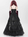 Black and Red Gothic Embroidery Lace Layered Long Slip Party Dress