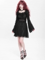 Black Gothic Floral Lace Long Bell Sleeve Short Dress