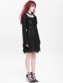 Black Gothic Floral Lace Long Bell Sleeve Short Dress