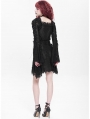 Black Gothic Floral Lace Long Bell Sleeve Short Dress