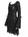 Black Gothic Floral Lace Long Bell Sleeve Short Dress