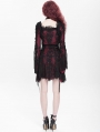 Red Gothic Floral Lace Long Bell Sleeve Short Dress